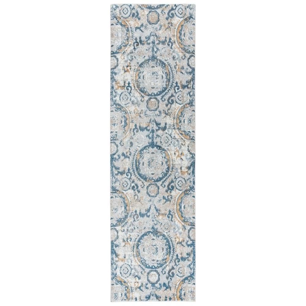 Rizzy Home Alora Decor Lavish 2'7"X8' Medallion Beige/Gray/Rust/Blue Power-Loomed Area Rug