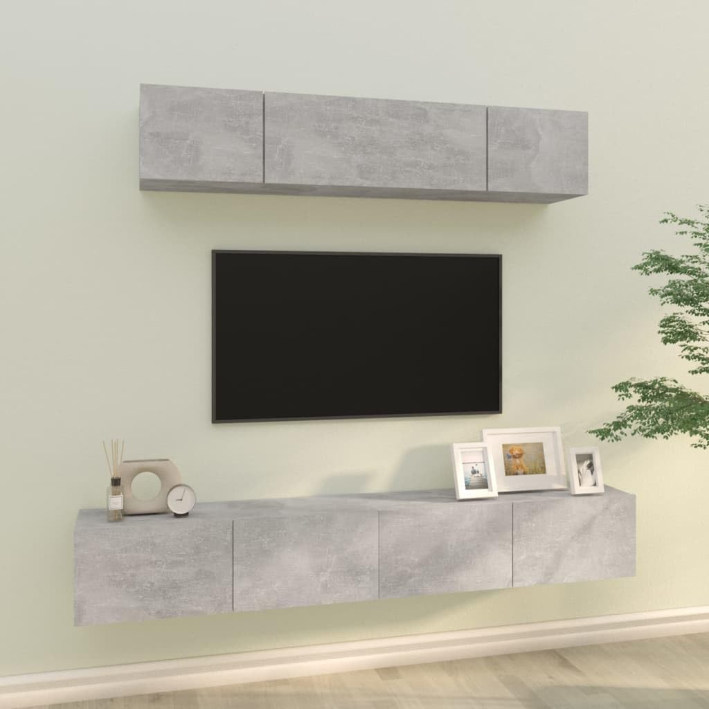 vidaXL 4 Piece TV Cabinet Set Concrete Gray Engineered Wood