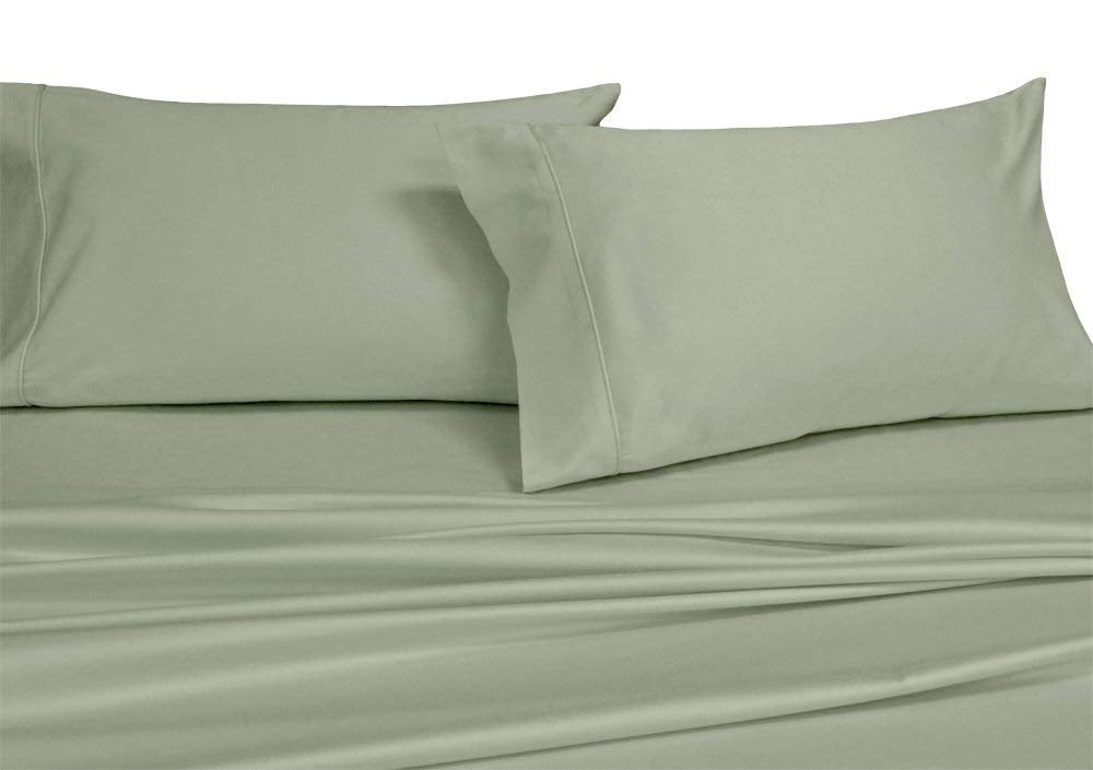 Royal Hotel Bedding Solid Sage 250-Thread-Count 4Pc King Bed Sheet Set 100-Percent Cotton, Superior Percale Weave, Crispy Soft,