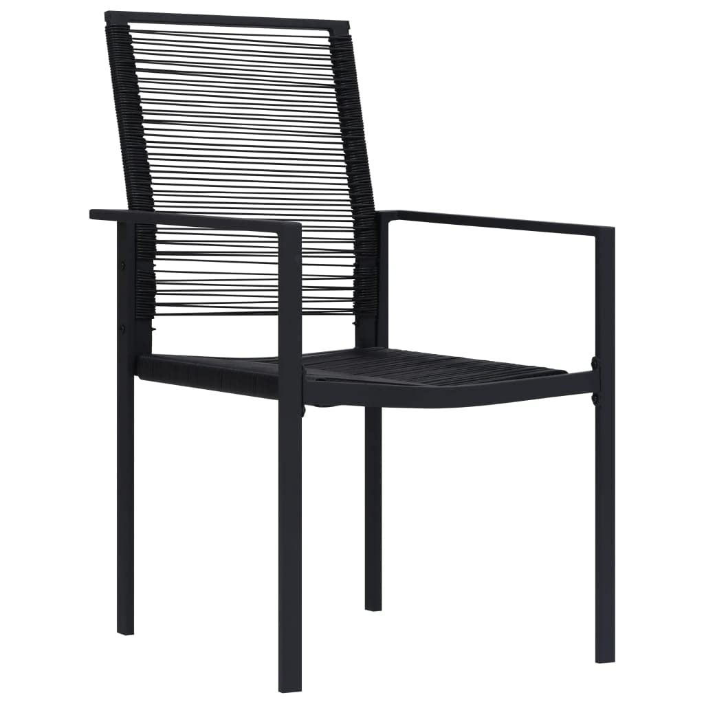 vidaXL 9 Piece Patio Dining Set - Sturdy and Comfortable Outdoor Furniture with Glass Tabletop, Powder-Coated Steel Frame and Black PVC Hollow Rattan Chairs.