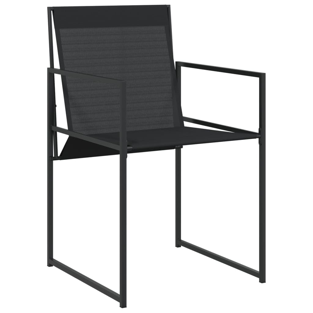 vidaXL Patio Dining Set - 5-Piece Outdoor Table and Chairs with Foldable Seats, Tempered Glass Top, UV-Resistant Textilene Fabric, Black for Garden, Backyard, Patio, Deck