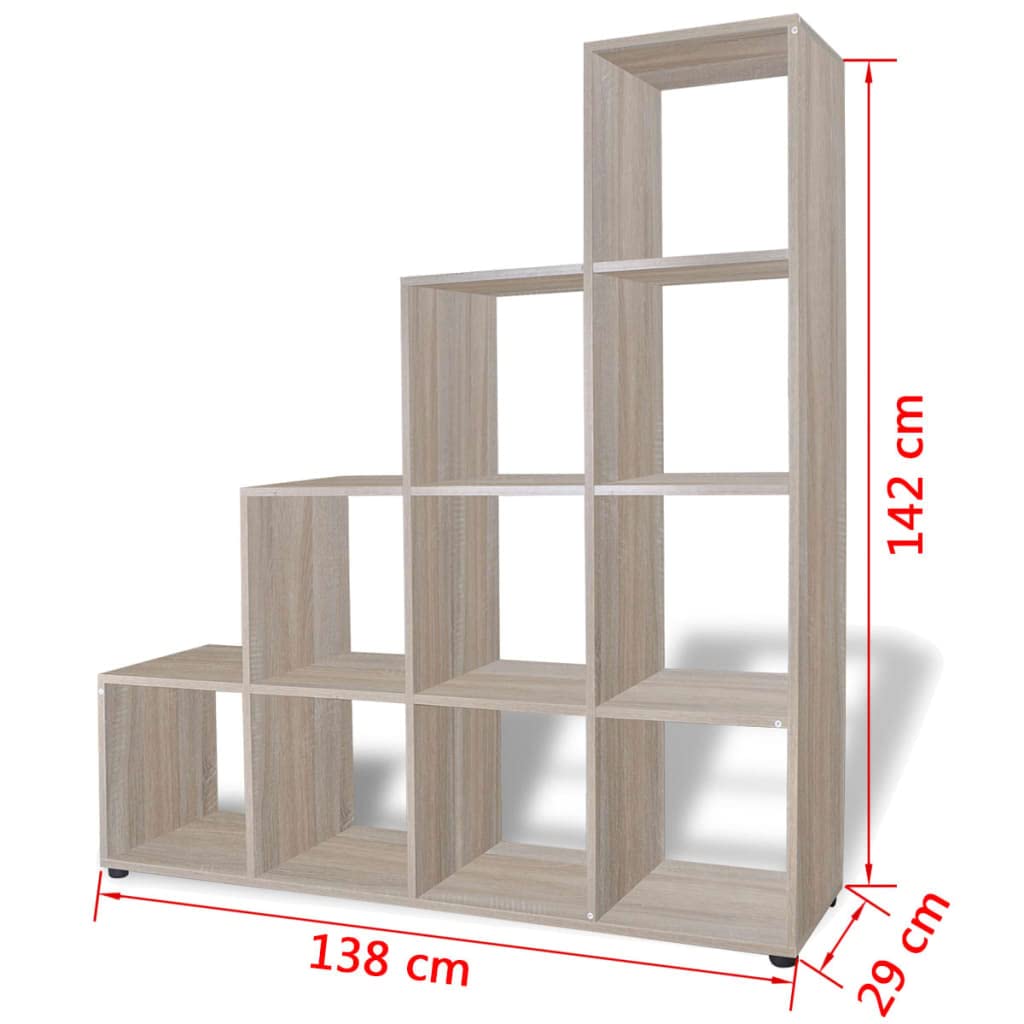 vidaXL Bookcase/Shelf, Storage Unit with Compartment, Book Shelf Living Room Indoor Living Room, 142 cm, Oak Colour