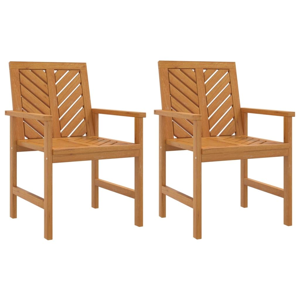 vidaXL – Solid Acacia Wood Patio Dining Chairs with Distinctive Diagonal Slat Pattern, Comfortable Armrests & Chevron Backrest, Easy Assembly, Set of 2