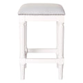 HomeRoots 534321 27 in. Gray & Antiqued White Solid Wood Backless Counter Height Bar Chair with Footrest
