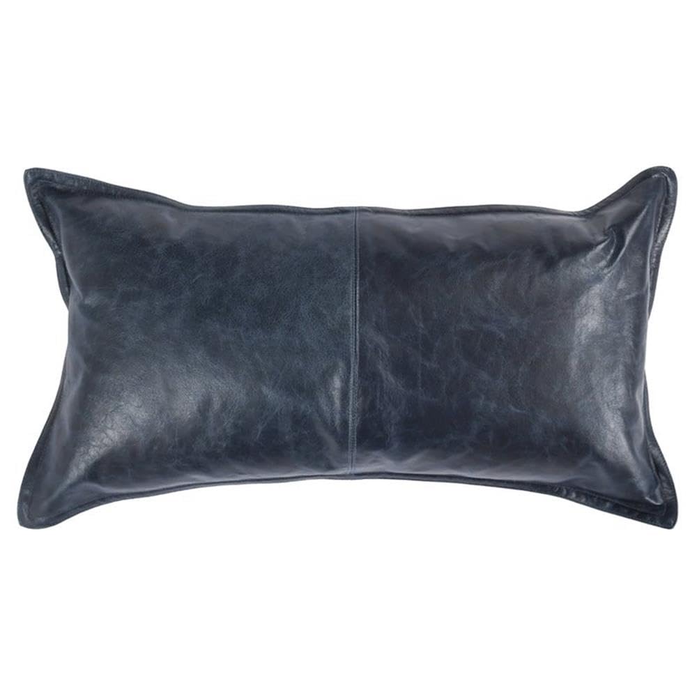 Kosas Home Cheyenne 14X26 Transitional Leather Throw Pillow In Nightfall Blue