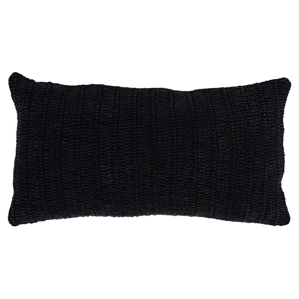 Kosas Home Nakeya 14X26 Knitted Belgian Flax Linen Fabric Throw Pillow In Black