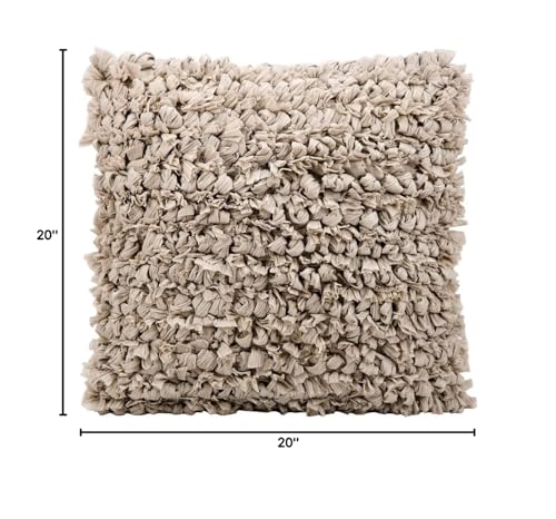 HomeRoots #n/a Polyester Loose Luscious Shag Light Gray Throw Pillow