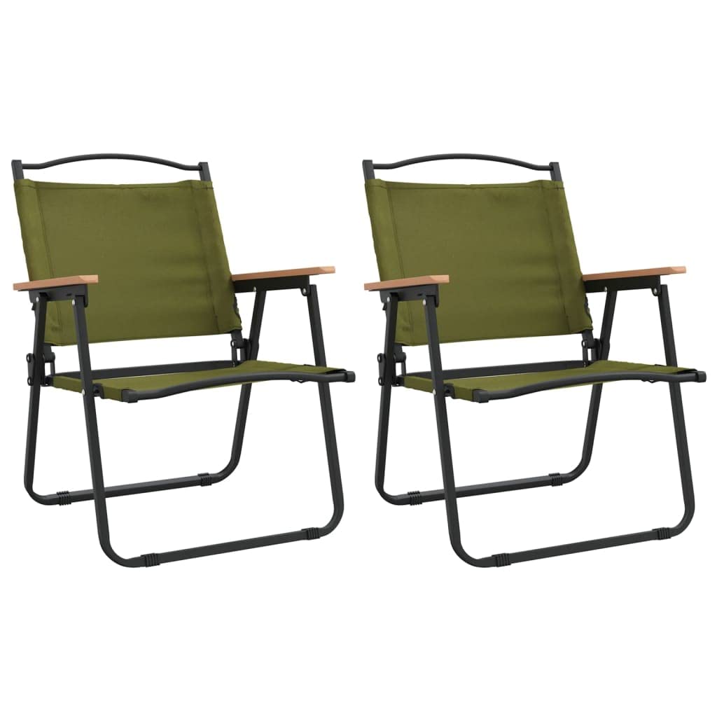 vidaXL Foldable Camping Chairs in Green - Lightweight and Portable Oxford Fabric Outdoor Patio Furniture with Powder-Coated Stee