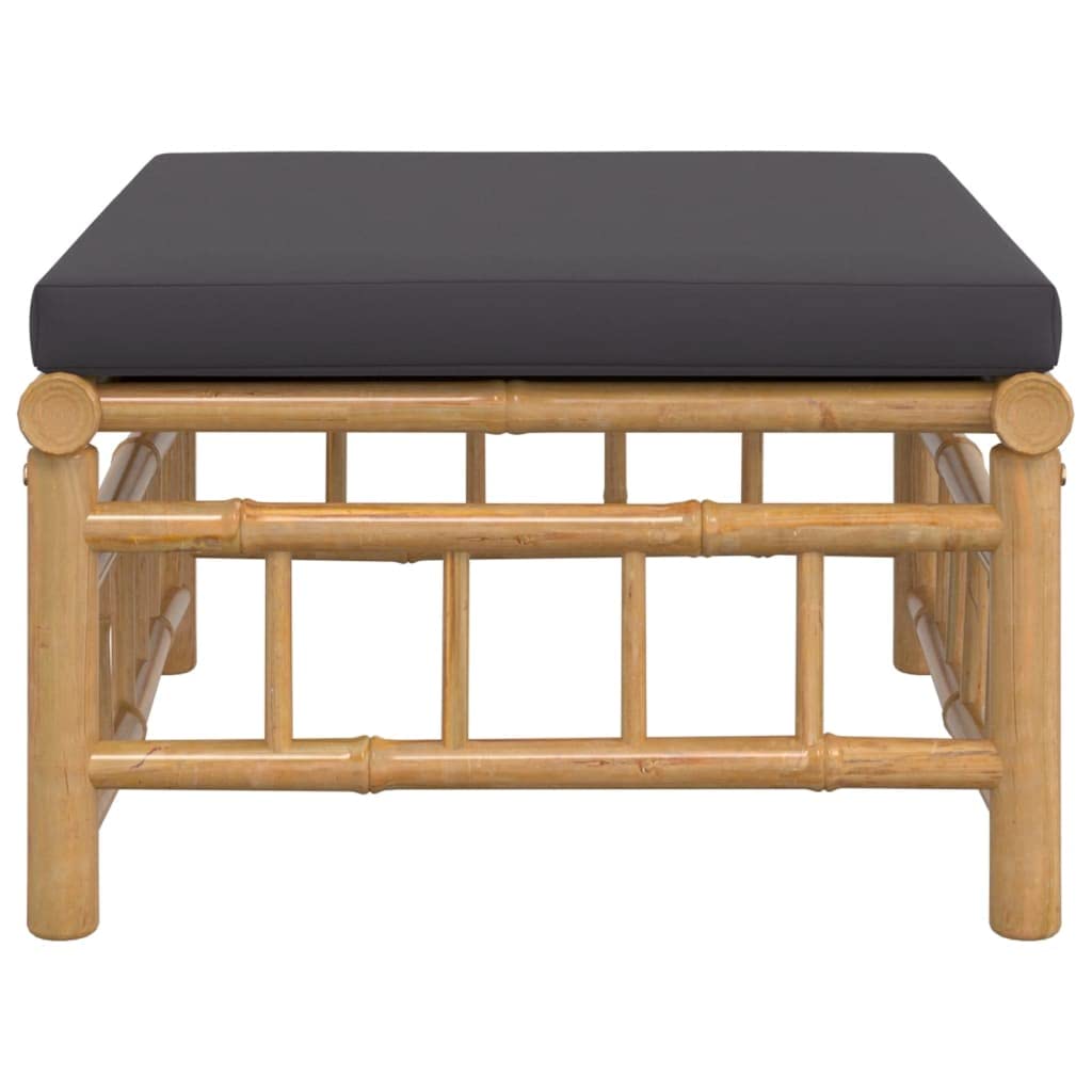 vidaXL Patio Footstool - Bamboo with Dark Gray Cushion, Modular, Comfortable Seating, Easy to Assemble