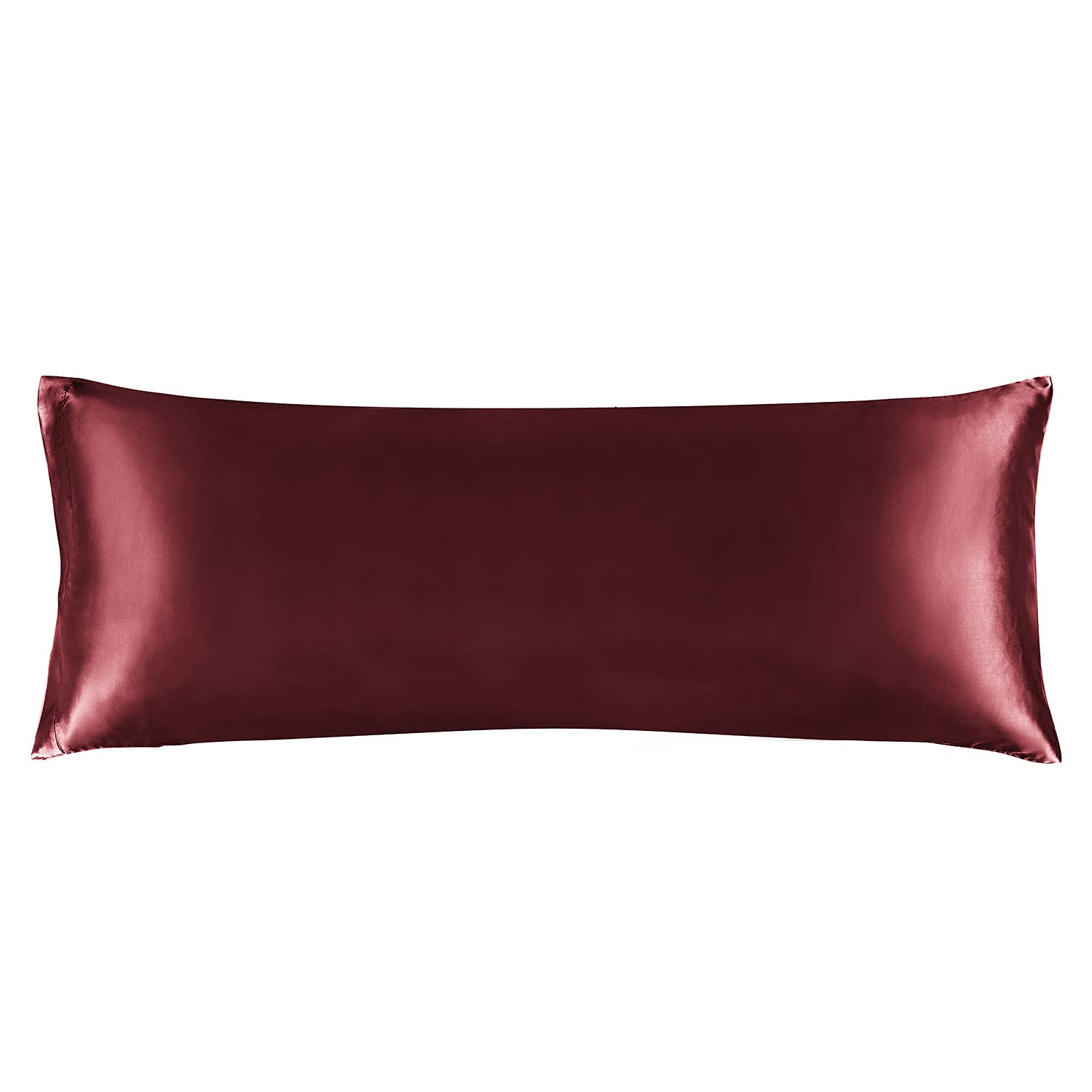 Bedelite Satin Silk Body Pillow Pillowcase For Hair And Skin, Premium And Silky Burgundy Long Body Pillow Case Cover 20X54 With