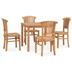 vidaXL 5-Piece Outdoor Patio Dining Set - Durable and Weather-Resistant Solid Teak Hardwood Furniture Set - Includes Rectangular Table and 4 Chairs - Brown