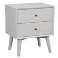 Alpine Furniture Tranquility 2 Drawer Nightstand, 22 W X 16 D X 26 H, white