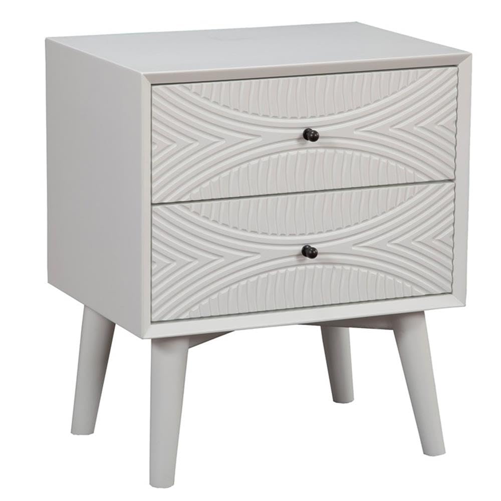 Alpine Furniture Tranquility 2 Drawer Nightstand, 22&quot; W X 16&quot; D X 26&quot; H, White