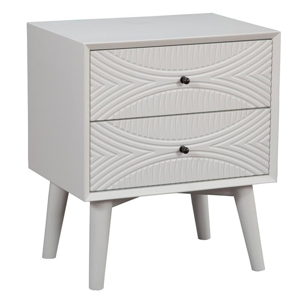 Alpine Furniture Tranquility 2 Drawer Nightstand, 22 W X 16 D X 26 H, white