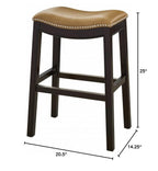 HomeRoots Vinyl, Wood, Steel 25' Espresso and Carmel Saddle Style Counter Height Bar Stool