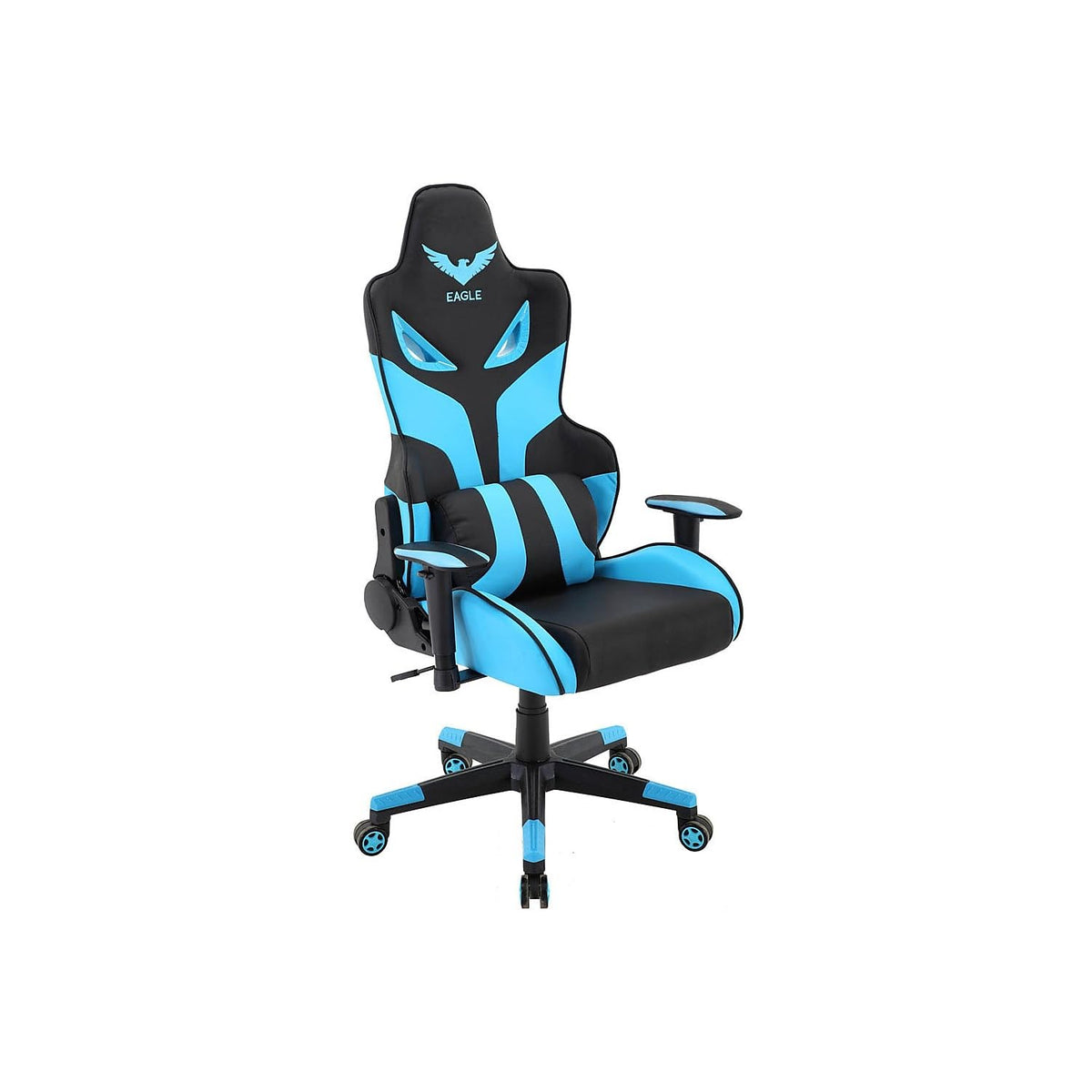 Hanover Commando Ergonomic Electric Adjustable Gas Lift Seating And Lumbar Support, Gaming Chair, Blue/Black