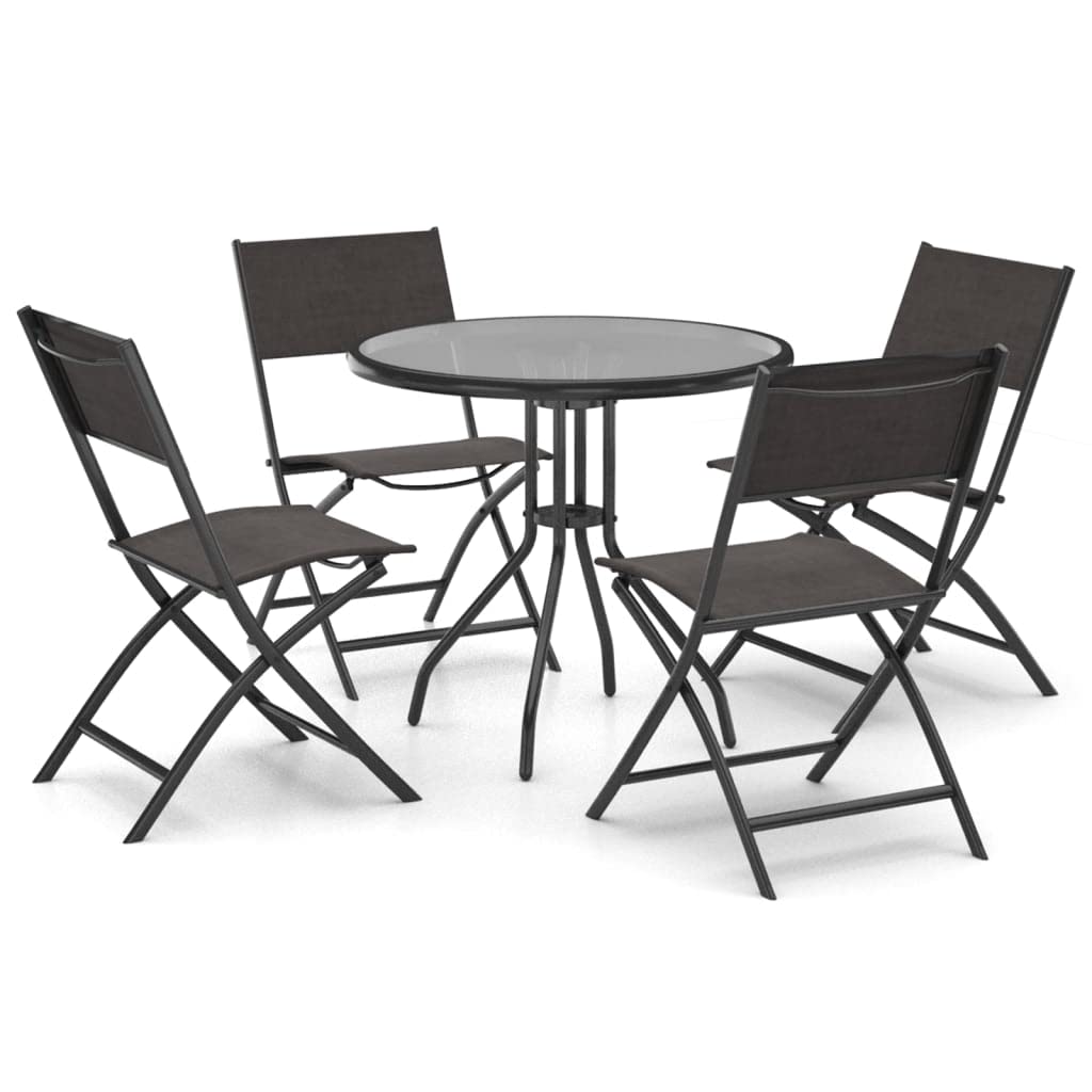 vidaXL Patio Dining Set 5 Piece Garden Outdoor Lawn Yard Terrace Balcony Dining Dinner Dinette Table and Chair Seat Seating Furniture Steel
