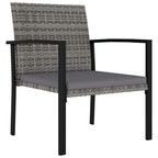 vidaXL Modern Dining Chairs 4 Pcs, Patio Rattan Dining Chair with Cushion, Outdoor Wicker Dining Chair for Garden Lawn, Modern Style, Poly Rattan Gray