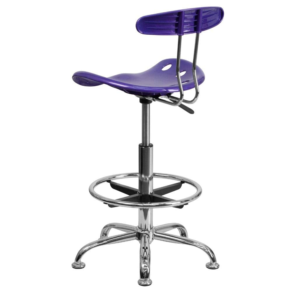 Flash Furniture Bradley Vibrant Violet and Chrome Drafting Stool with Tractor Seat