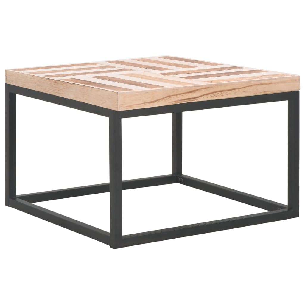 vidaXL Industrial Style Coffee Table, Low Profile, Constructed from Solid Paulownia Wood and Powder-Coated Steel, Perfect for Living Room - Beige 19.7x19.7x13