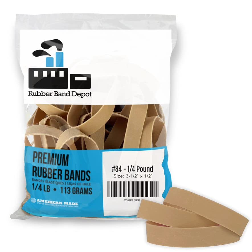 Rubber Bands, Rubber Band Depot, Size #84, Approximately 40 Rubber Bands Per Bag, Rubber Band Measurements: 3-1/2' X 1/2' - 1/