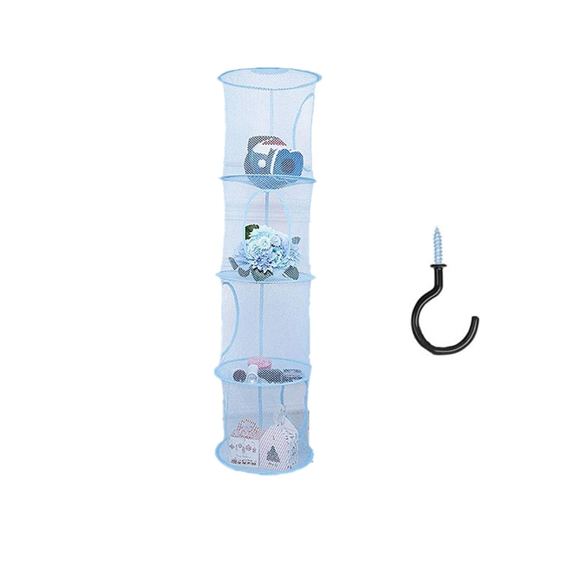 4 Tier Storage Organizer,43.5 x12 Inch Hanging Mesh Storage Basket with 2 Inch Screwin Hooks,Folding Basket for Toys or Store G