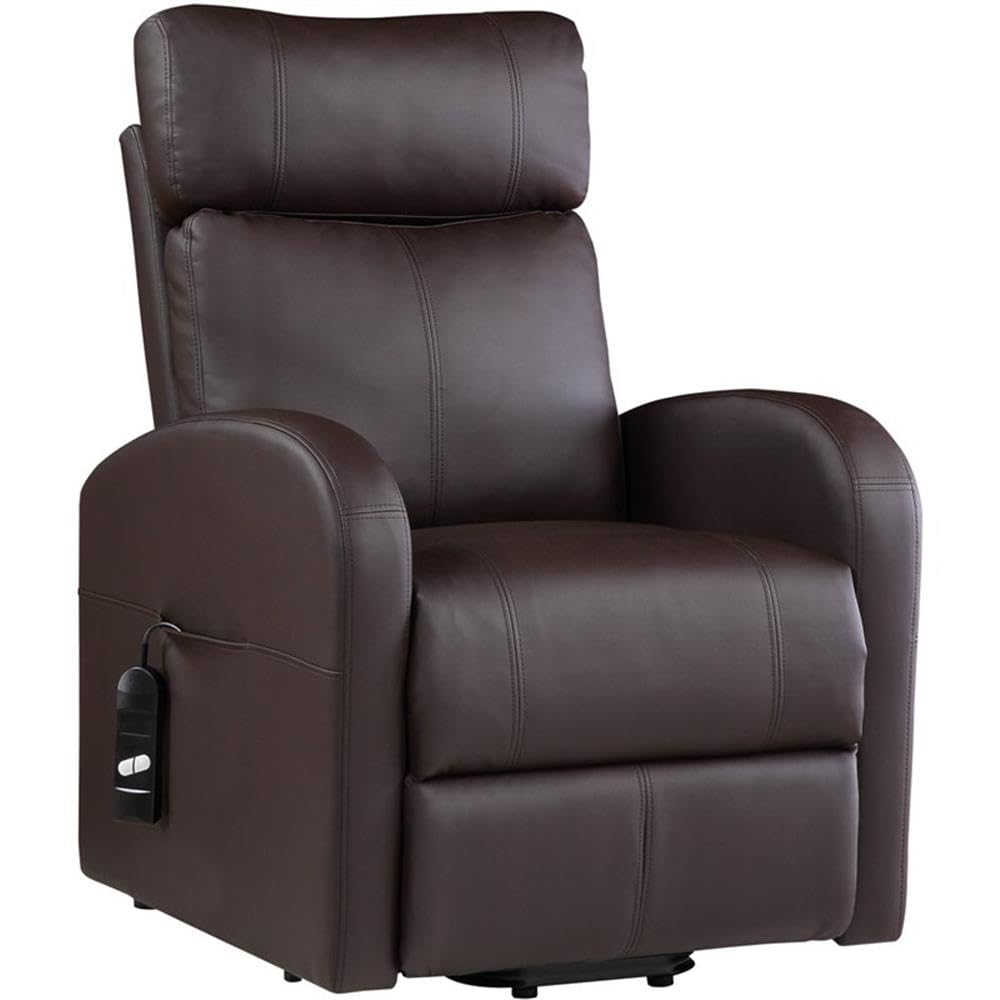 Acme Ricardo Faux Leather Upholstered Recliner with Power Lift in Brown