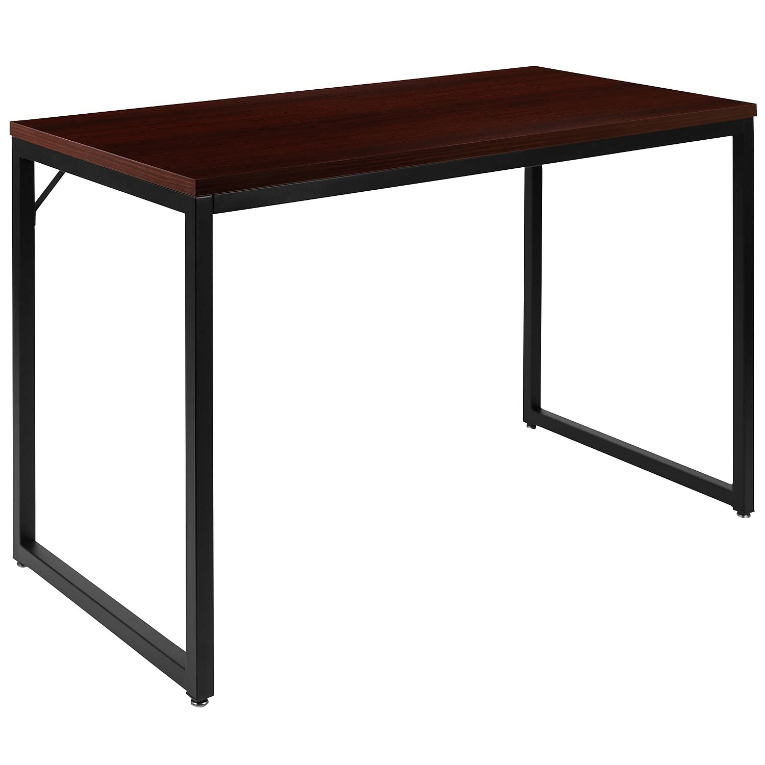 Flash Furniture Tiverton Industrial Modern Desk-Mahogany/Black Commercial Grade Computer Desk-47 Sturdy Home Office Desk-Writing