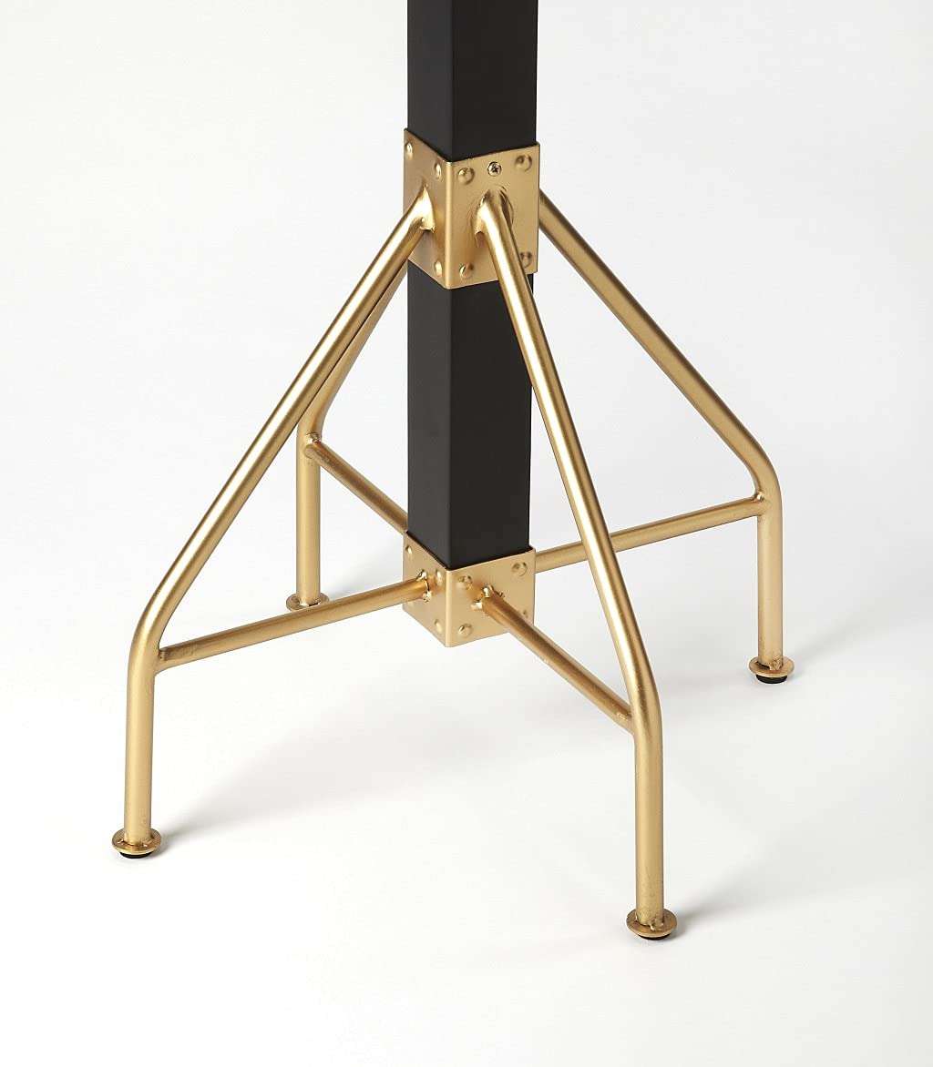 HomeRoots Black, Gold Iron; Mango Wood Solids Logan Square Black & Gold Coat Rack Tree