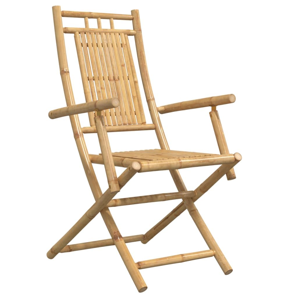 vidaXL Bamboo Folding Patio Chairs - Brown, 4 Pcs, 20.9"x26"x39" - Garden/Patio Seat, Water-Resistant, Armrest, Foldable