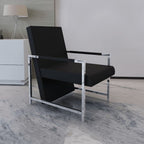 vidaXL Cube Armchair - Modern Designed Baxton Studio Black Faux Leather with Chrome Stable Feet, Perfect for Home or Office Use