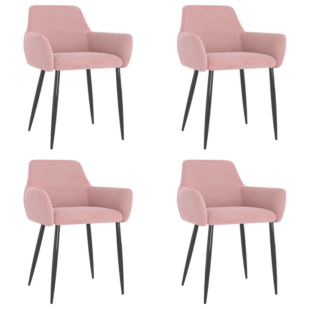 vidaXL Dining Chairs 4 Pcs, Accent Arm Chair with Metal Legs, Upholstered Dining Room Chair for Living Room, Modern Style, Pink Velvet