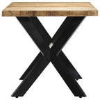 vidaXL Mango Wood Dining Table, Solid Rough Mango Wood Construction, Industrial Rectangular Table, Polished and Lacquered, Steel Legs, 55.1"x27.6"x29.5"