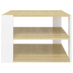 Coffee Table Sonoma Oak and White 23.6"x23.6"x15.7" Engineered Wood