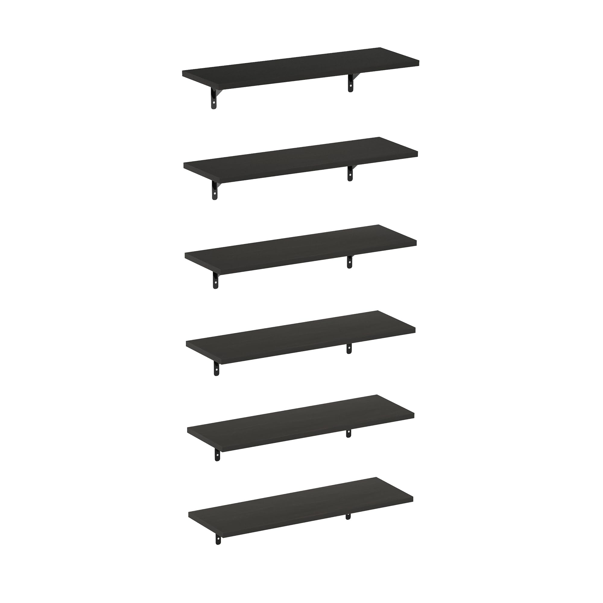 Furinno Rossi 23-Inch Wall Mounted Floating Display Shelves, Espresso, Set of 6