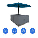 Covers & All Rectangle Table & Chair Set Cover, Umbrella Hole, 12 Oz Waterproof Uv & Weather Resistant, Patio Lawn Garden Backyard Furniture, Air Vents & Drawstrings (108'L X 82'W X 23'H, Gray)