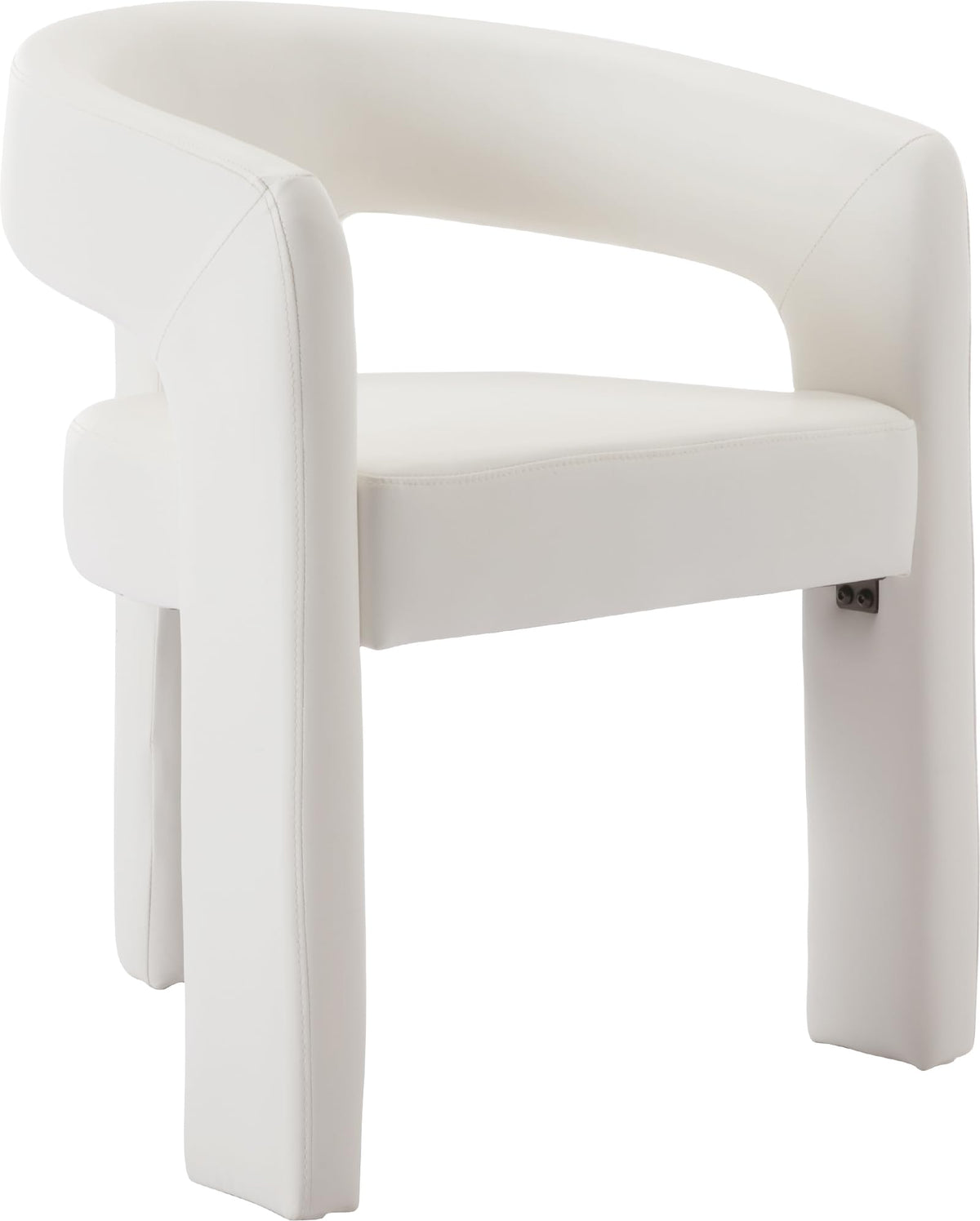 Modern Dining Chair, Faux Leather Upholstered Barrel Kitchen Chair, Round Dining Chairs With Wooden Legs, Assembled Accent Armch