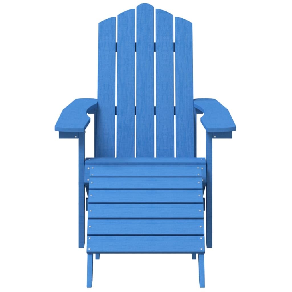 vidaXL HDPE Patio Adirondack Chair with Detachable Footstool in Vibrant Aqua Blue - Weather-Resistant and Low-Maintenance Garden Armchair for Outdoor Living Space