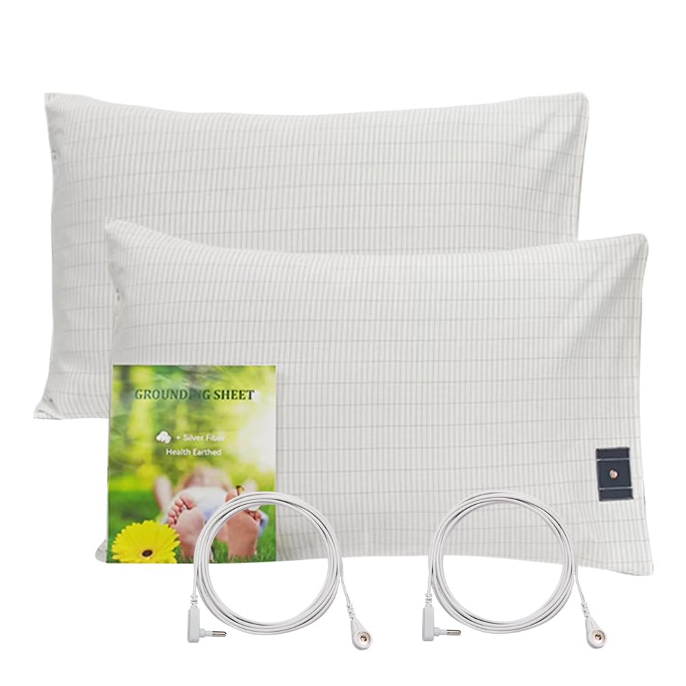 2Pcs 20'*30'Grounding Pillowcase With Grounding Cord, Soft And Comfortable Cotton Grounding Pillow Cover, Reduce Inflammation