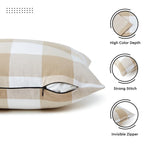Encasa Homes Farmhouse Throw Pillow Covers Pack Of 2 18X18 Buffalo Beige Checks | Decorative Cushion Covers No Insert | Pillow S