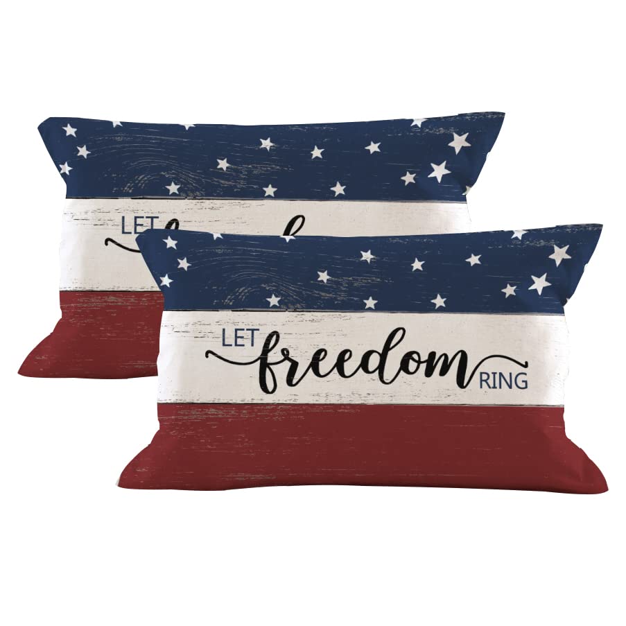 Gtext Pack Of 2 Let Freedom Ring Cushion Covers 12 X 20 Independece Day Throw Pillow Covers Memorial Day Both Printed July 4Th P