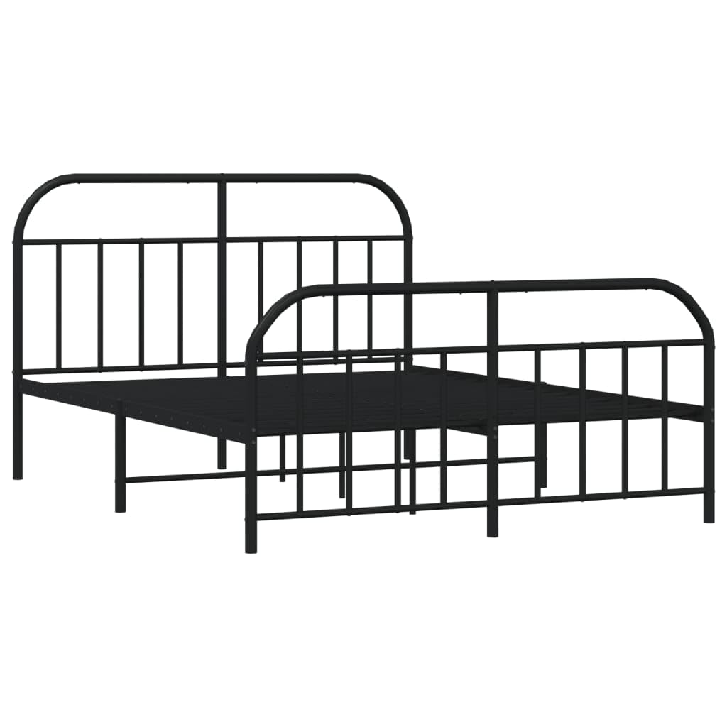 vidaXL 12 Inch Black California King Bed Frame with Headboard & Footboard, Sturdy Metal Platform Bed Frame & Slats, Extra Under Bed Storage, No Box Spring Needed, Without Mattress