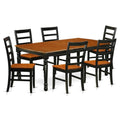 East West Furniture DOPF7-BCH-W 7 Piece Kitchen Table & Chairs Set Consist of a Rectangle Dining Room Table with Butterfly Leaf and 6 Solid Wood Seat Chairs, 42x78 Inch, Black & Cherry