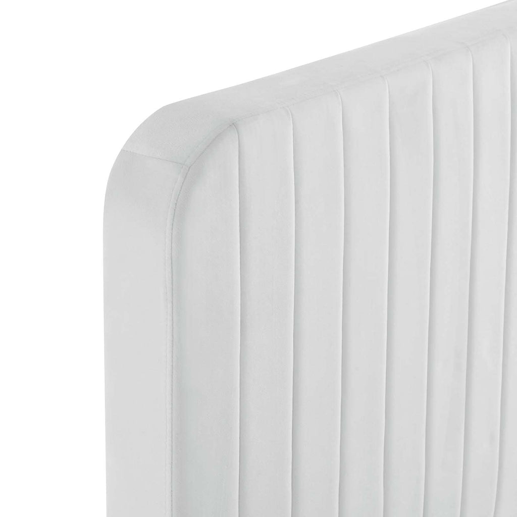 Modway Celine Channel Tufted Performance Velvet Queen Platform Bed in White