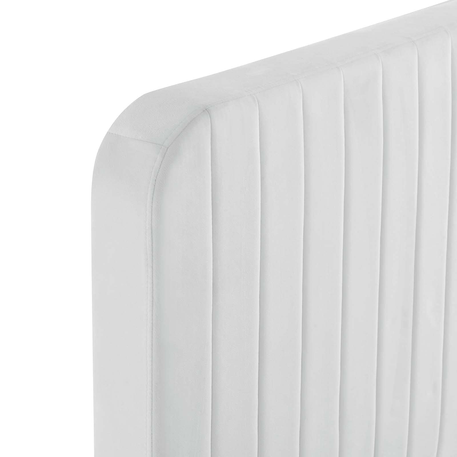 Modway Celine Channel Tufted Performance Velvet King Platform Bed in White