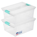 Tribello Plastic Storage Containers, 12 Qt, Clear with Lids, 2 Pack, Made in USA (Deep - 14 x 11.5 x 6)