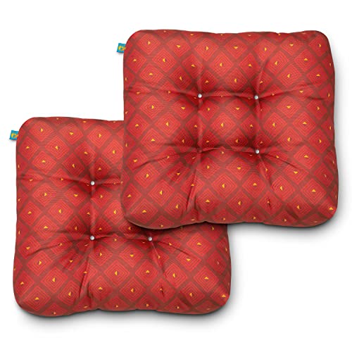 Duck Covers Water-Resistant Indoor/Outdoor Seat Cushions, 19 X 19 X 5 Inch, 2 Pack, Ruby Mosaic, Outdoor Patio Cushions