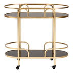 Baxton Studio Leighton Contemporary Glam And Luxe Gold Metal And Tempered Glass 2-Tier Wine Cart