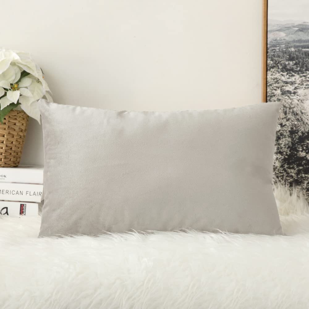 Miulee Velvet Throw Pillow Covers Soft Solid Decorative Rectangular Cushion Cases Pillowcases For Sofa Living Room Bedroom 12X20