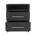 Nightstand 20" H, 2 Drawers, Superior Top, Metal Handles, Black